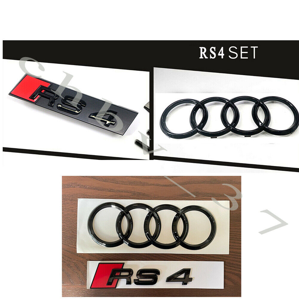 Fit Audi RS4 Gloss Black Full Set Front Rear Badges Emblem For Audi RS4