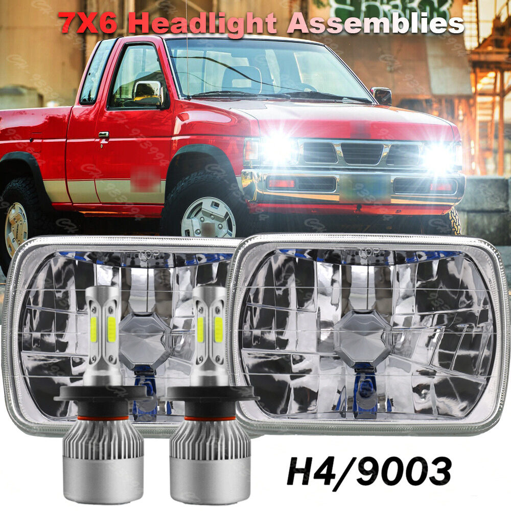 Pair 5x7 7x6 inch LED Headlights Hi-Lo Beam DRL For Nissan Pickup Hardbody D21