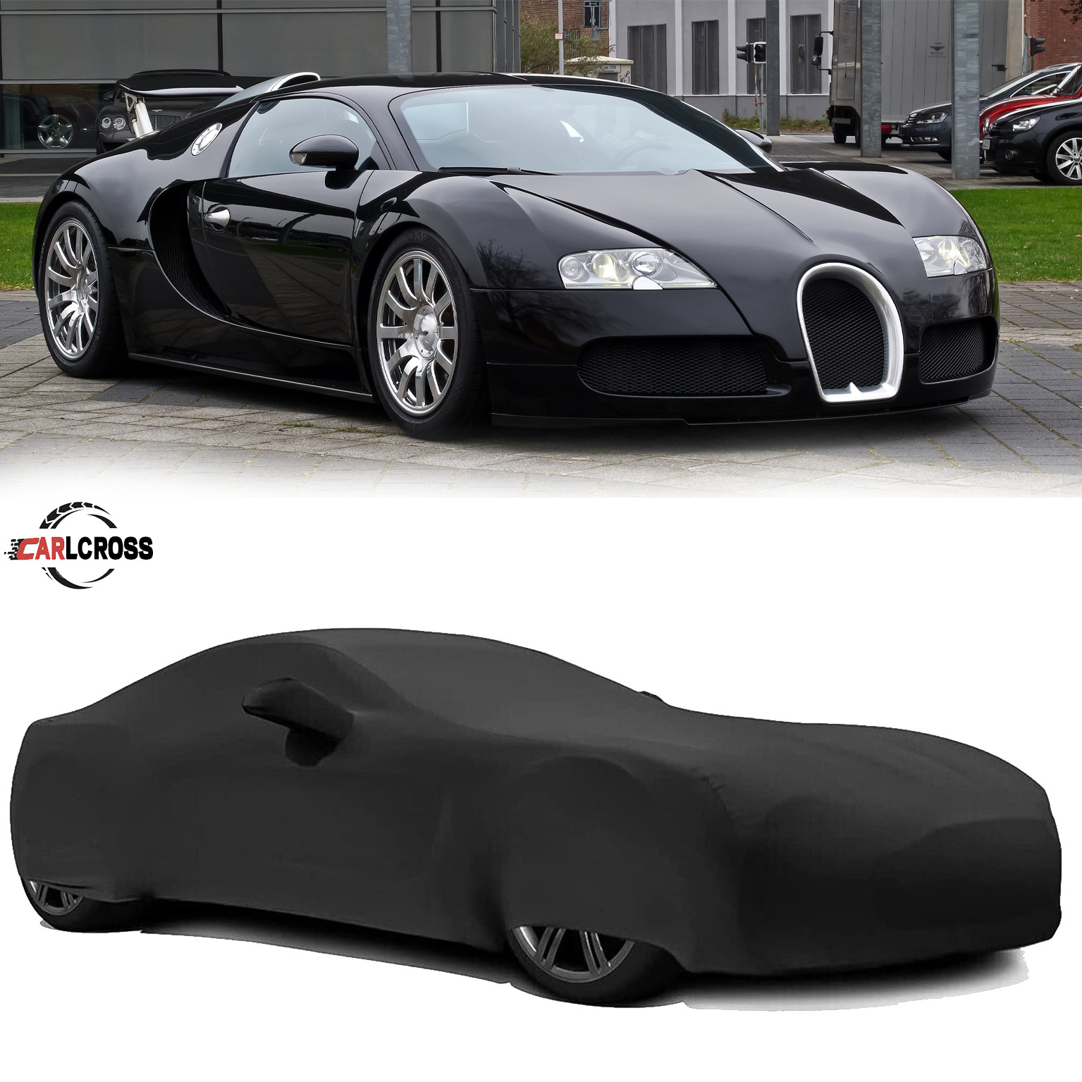For Bugatti Veyron, Satin Elastic indoor Dustproof A+，Special car black cover