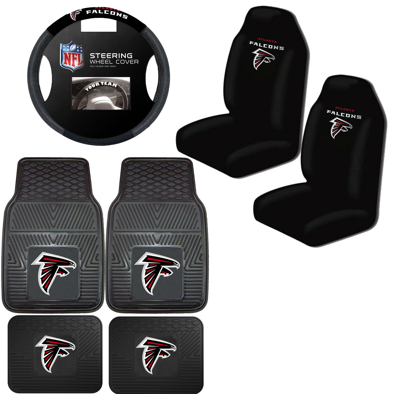 NFL Atlanta Falcons Car Truck Seat Covers Floor Mats & Steering Wheel Cover
