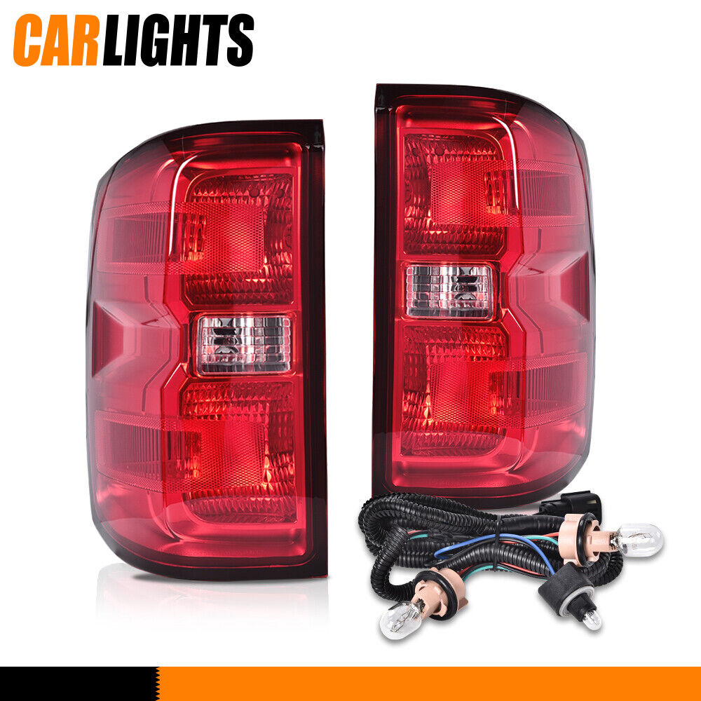 Pair Tail Lights Lamps Fit For 2014-19 Chevy Silverado 1500 2500 3500 w/ Bulbs