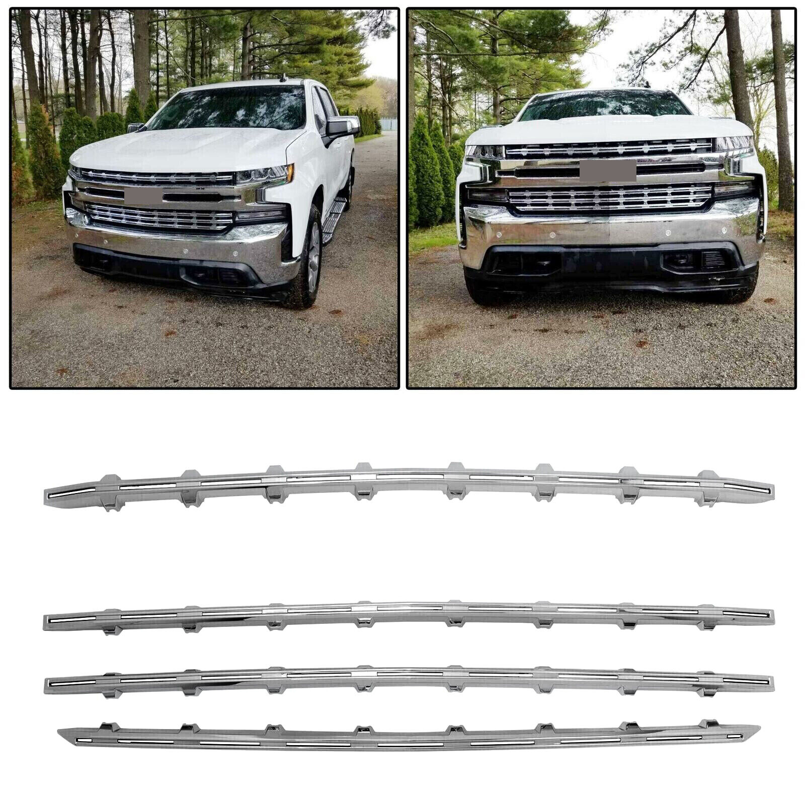 Snap-On Chrome Grille Trim Molding Covers For 19-21 Chevy Silverado 1500 LT RST