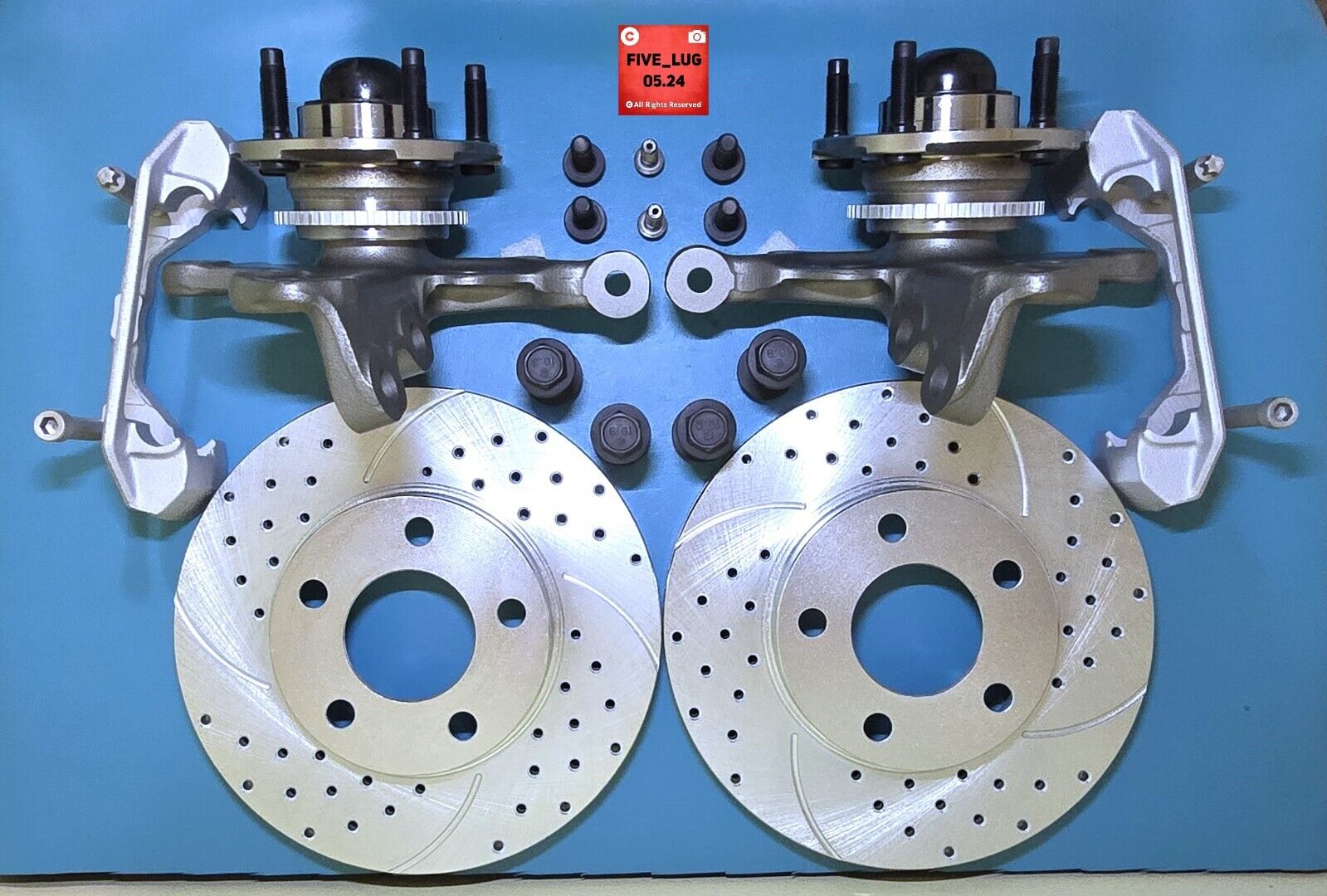 1994 94 95 Ford GT Mustang Bump Spindles_NEW Hubs_NEW Rotors_MOUNTED & TORQUED