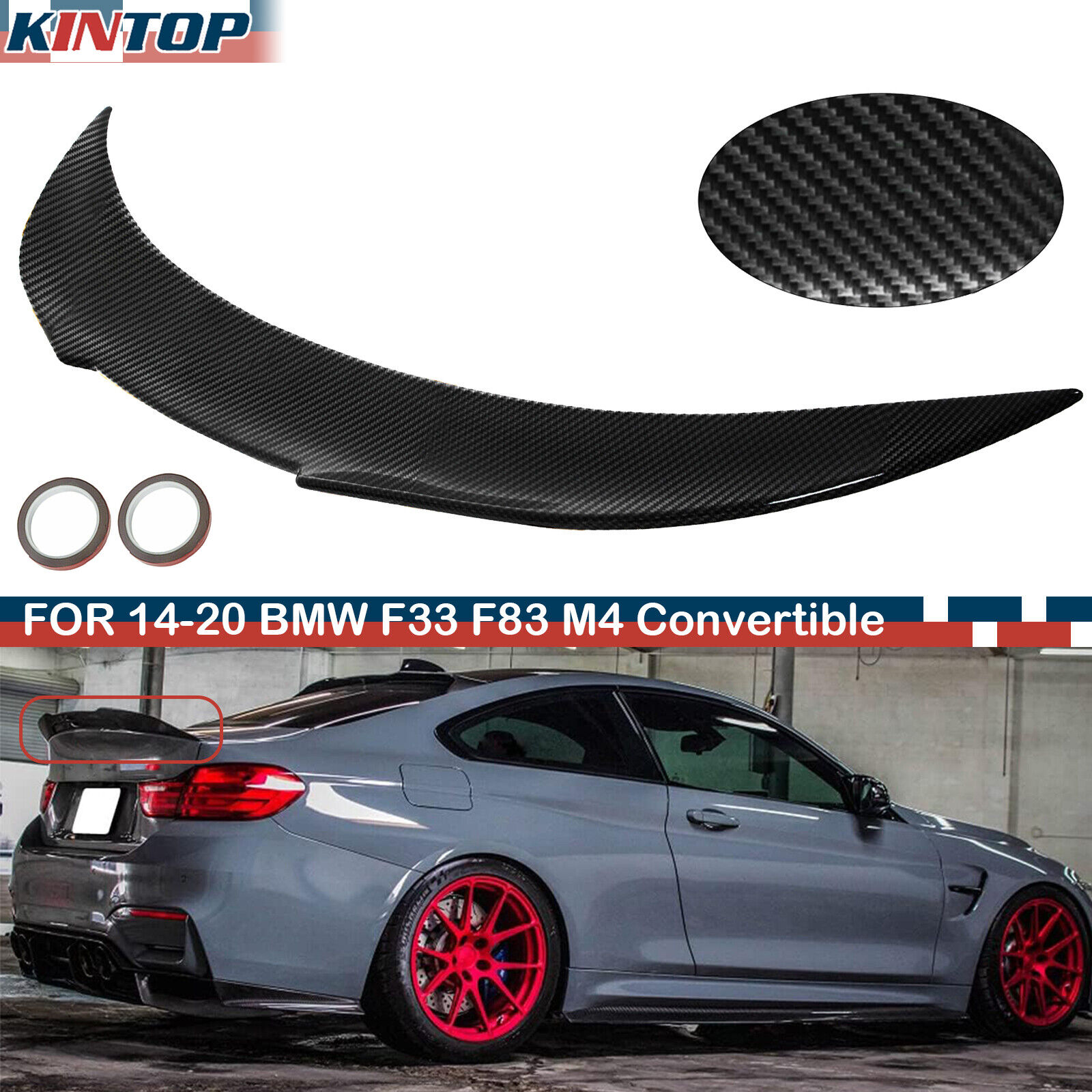 For 2014-2020 BMW F33 F83 M4 Convertible Carbon Fiber Rear Trunk Spoiler Wing