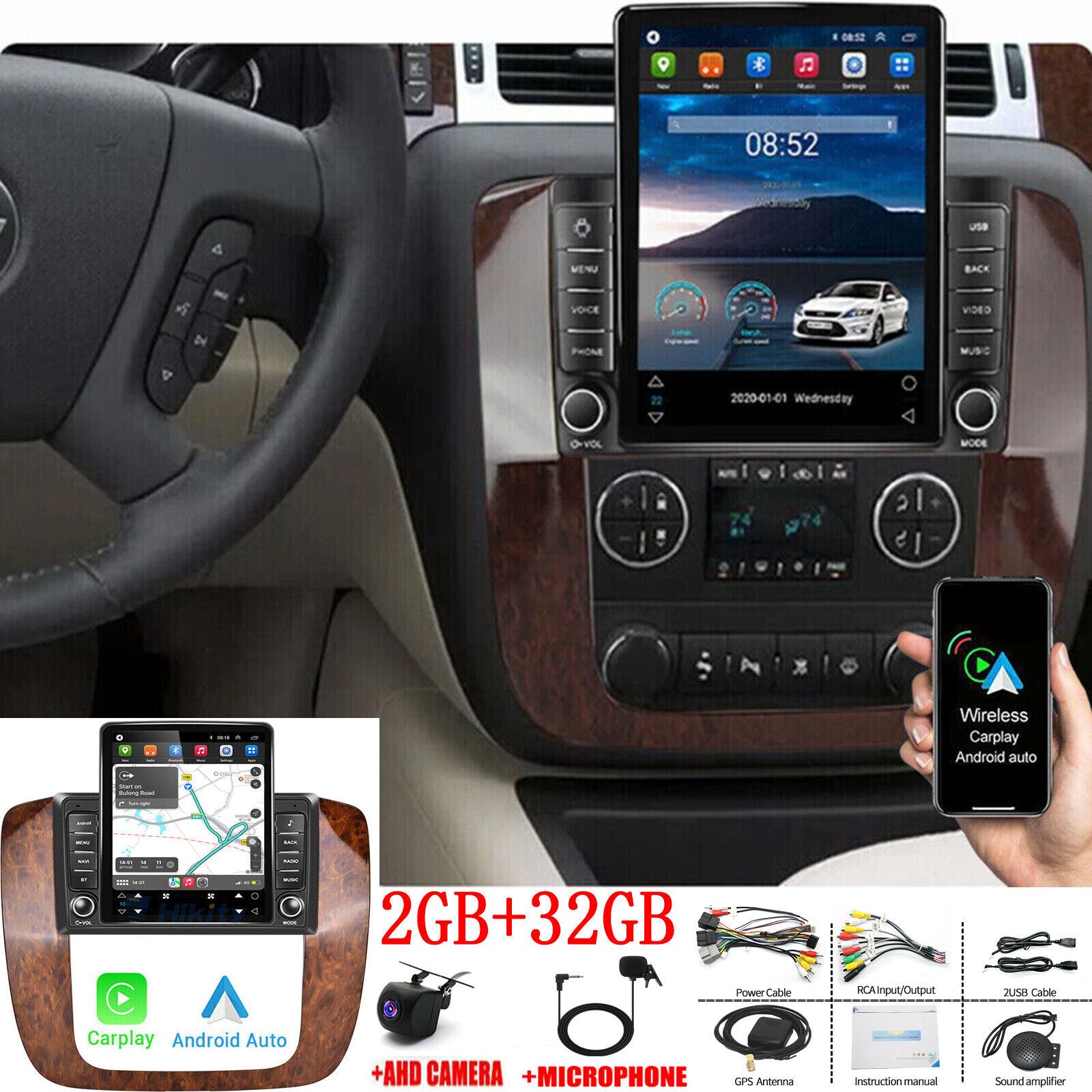 For 06-14 GMC Yukon Chevrolet Tahoe Suburban Android 13 Carplay Car Stereo Radio