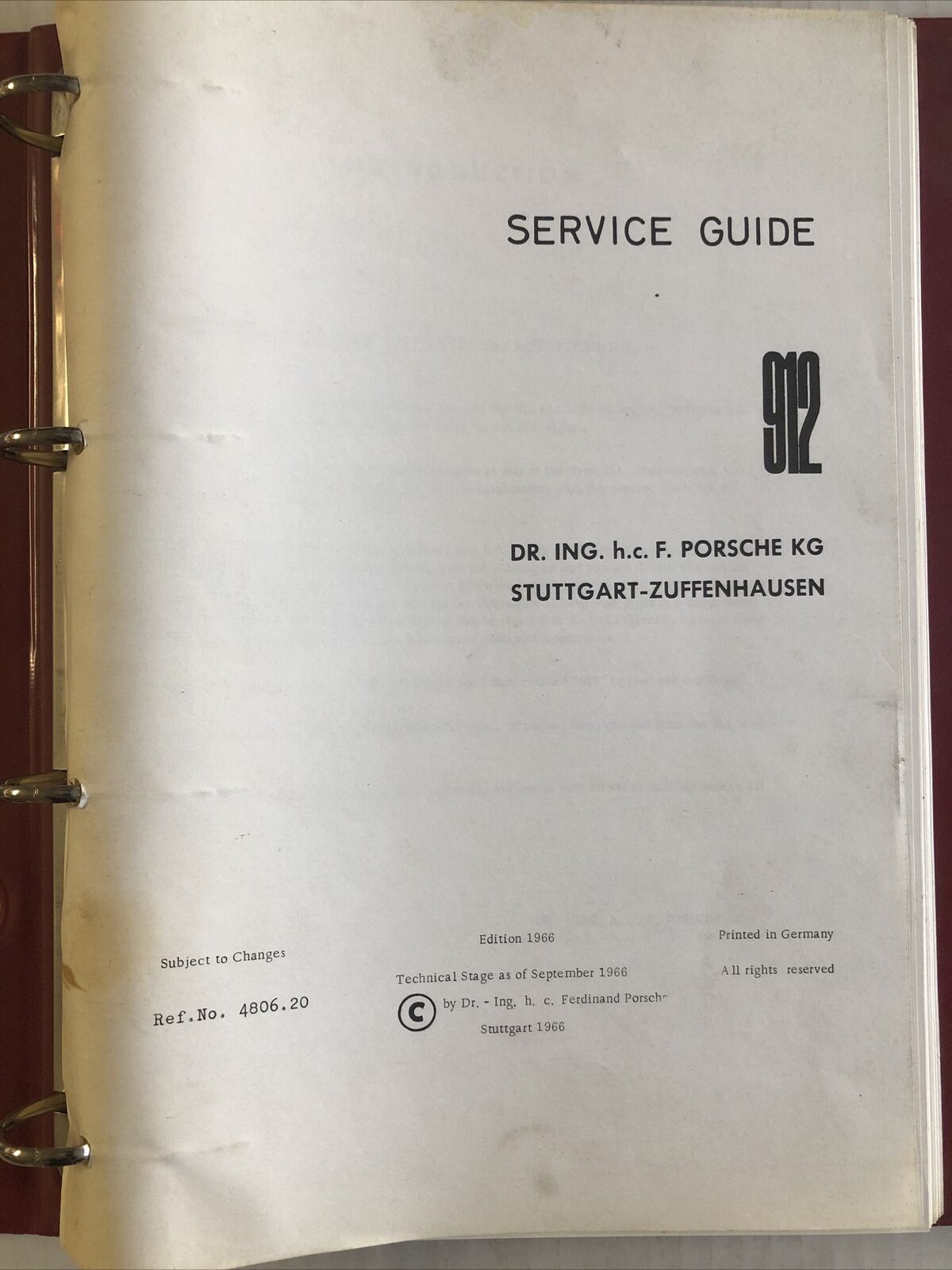 Original 1966 service guide for the Porsche 912 engine Real Rare 