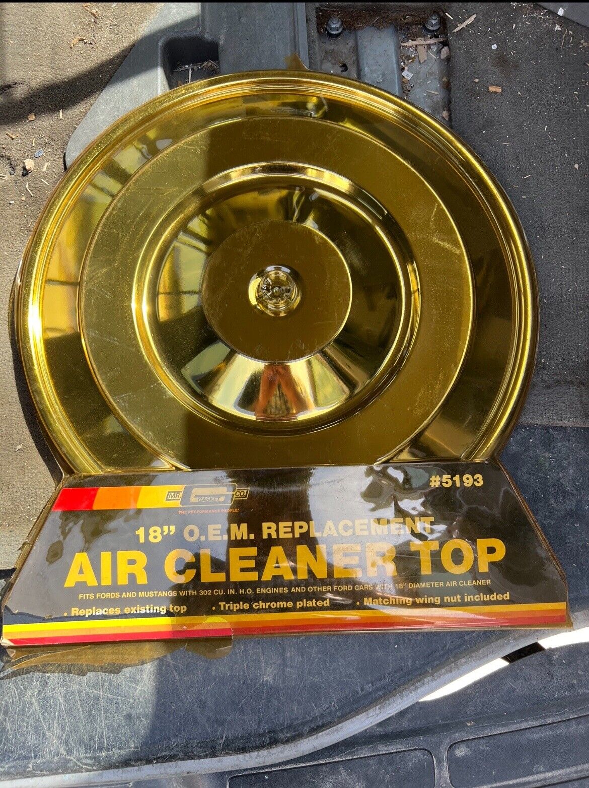 Mr Gasket 1984 1985 FORD SALEEN MUSTANG 5.0L CHROME AIR CLEANER LID TOP 18” 305