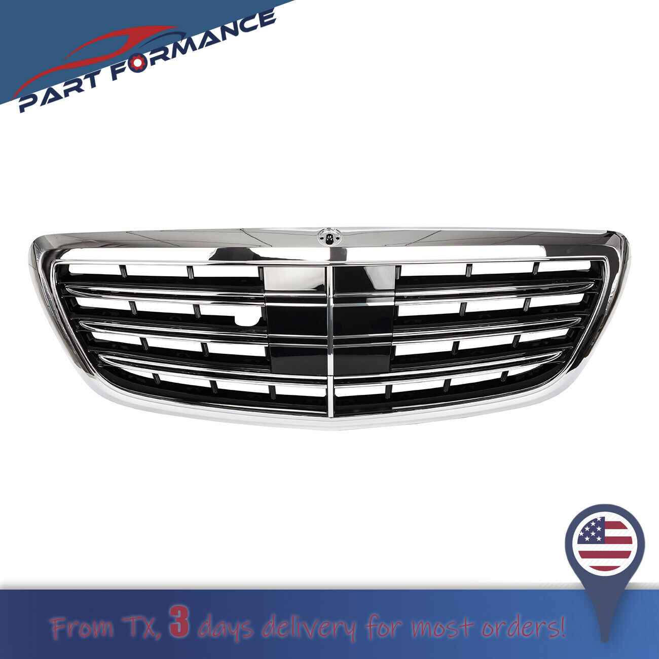 Chrome Front Bumper Grill MayBach Style For Mercedes Benz S-Class W222 2014-2020