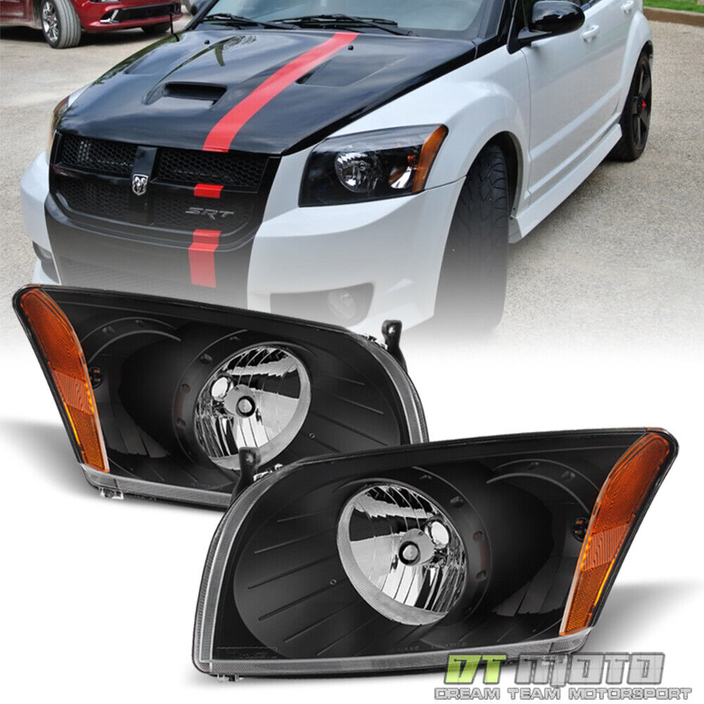 Black 2007-2012 Dodge Caliber R/T SXT SE Headlights Headlamps Left+Right 07-12
