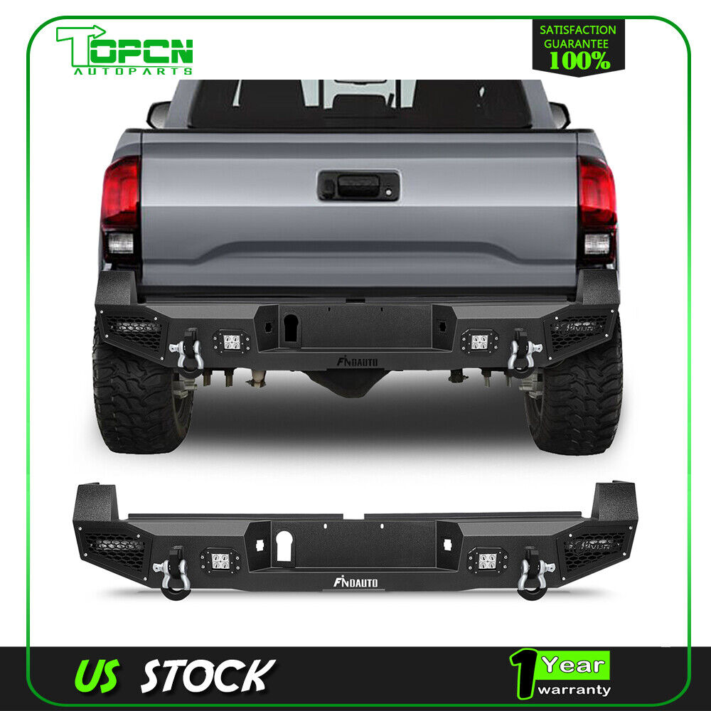 For 2016-2019 2020 Toyota Tacoma Rear Bumper with D-ring & LED Lights Assembly