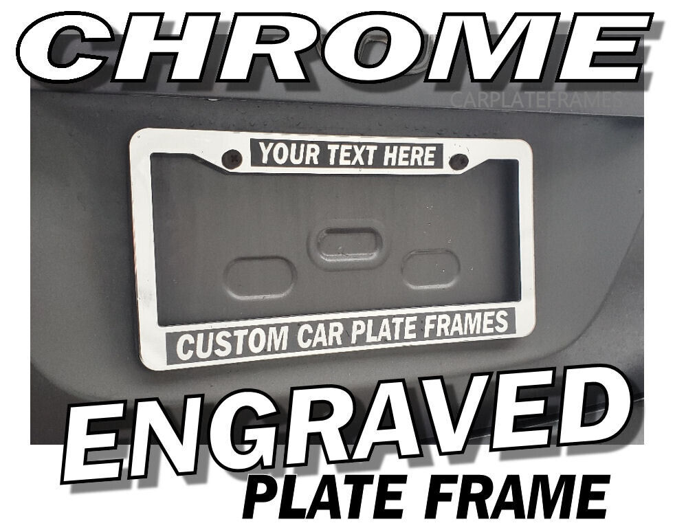 CHROME PLASTIC ENGRAVED MIRROR FINISH CUSTOM PERSONALIZED License Plate Frame