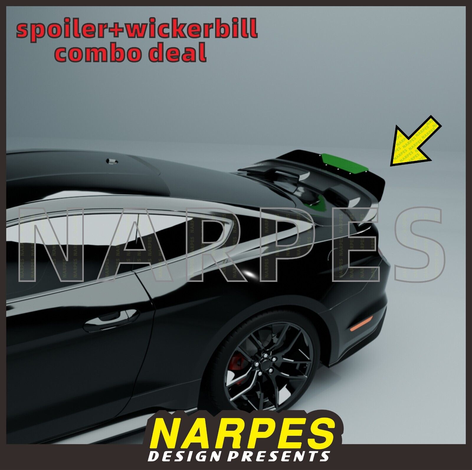 Narpes design Wickerbill & Spoiler For Mustang 2015-2023 Rear Wing V2