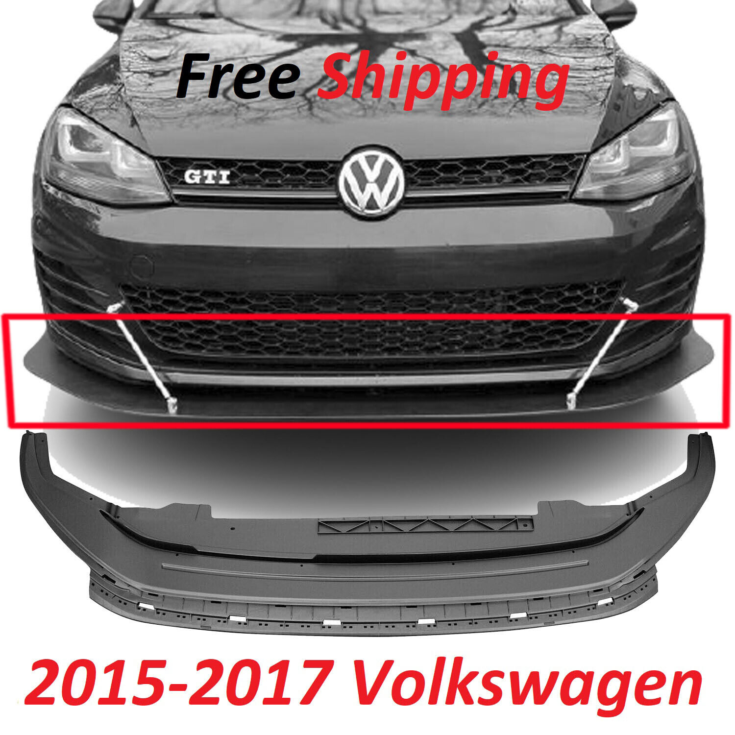 Fits 2015-17 Volkswagen GTI New Replacement Front Spoiler VW1093126 5GM8059049B9