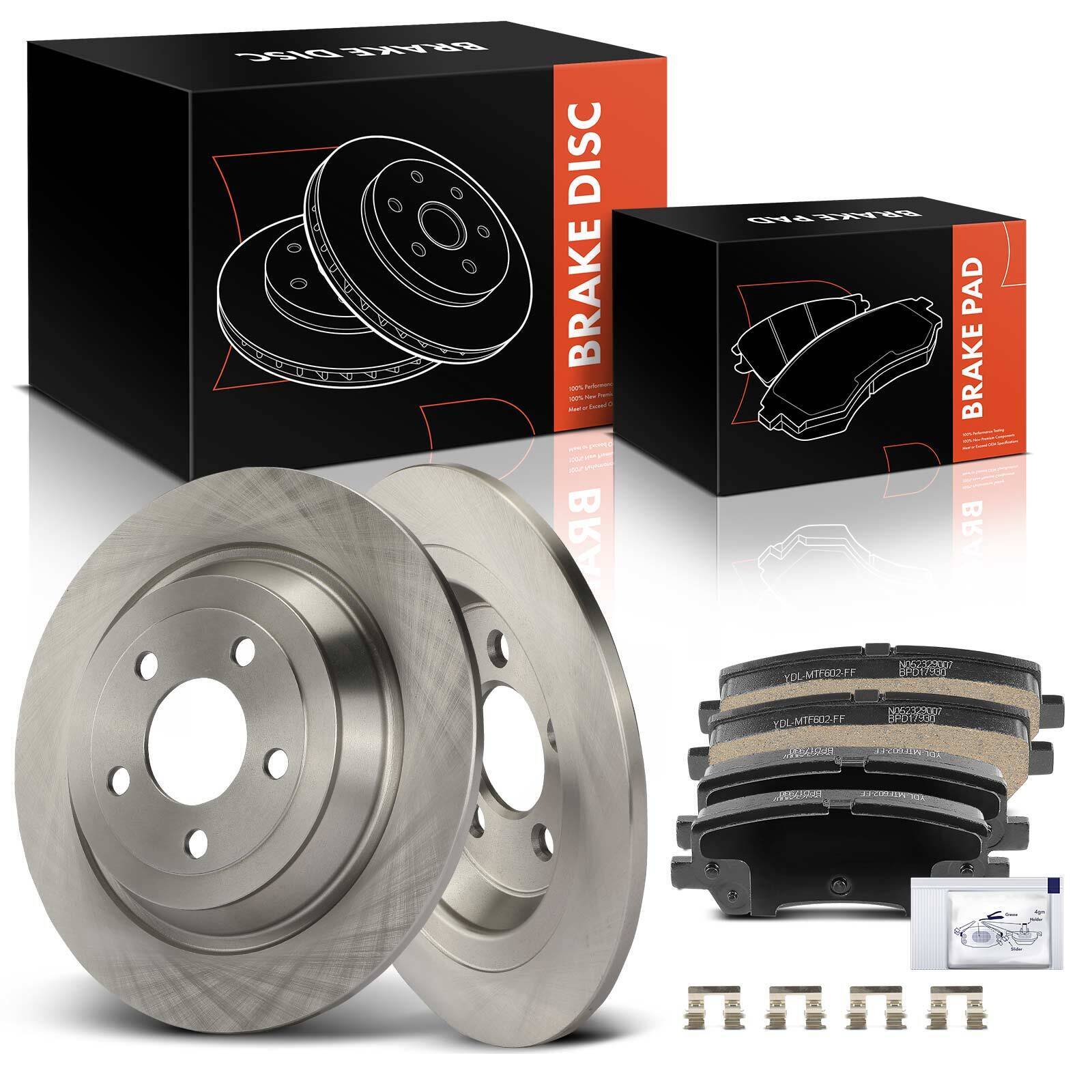 6x Rear Disc Rotors & Ceramic Brake Pads for Ford Mustang 2015-2020 Base Brakes