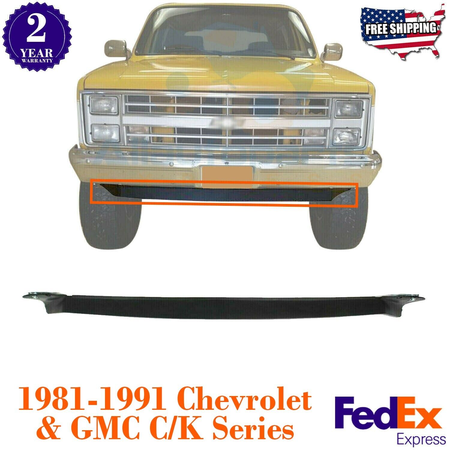 Front Lower Valance Air Deflector For 1981-1991 Chevrolet & GMC C/K /Suburban