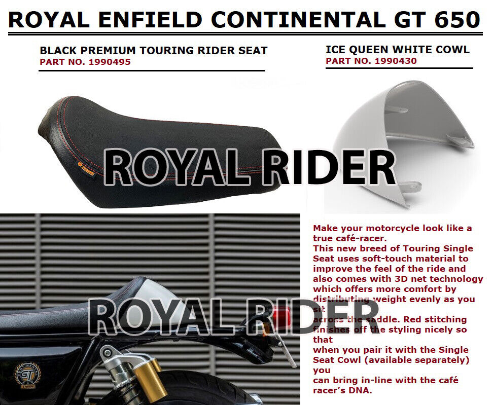 Royal Enfield Continental GT 650 Single Touring Rider Seat with White Cowl