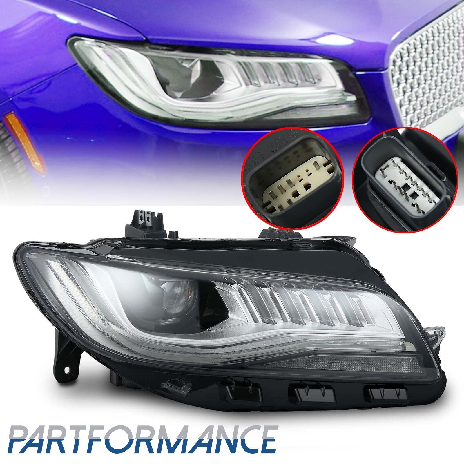 For 2017-2019 Lincoln MKZ LED Headlight Headlamp W/ AFS Passenger Right Side RH