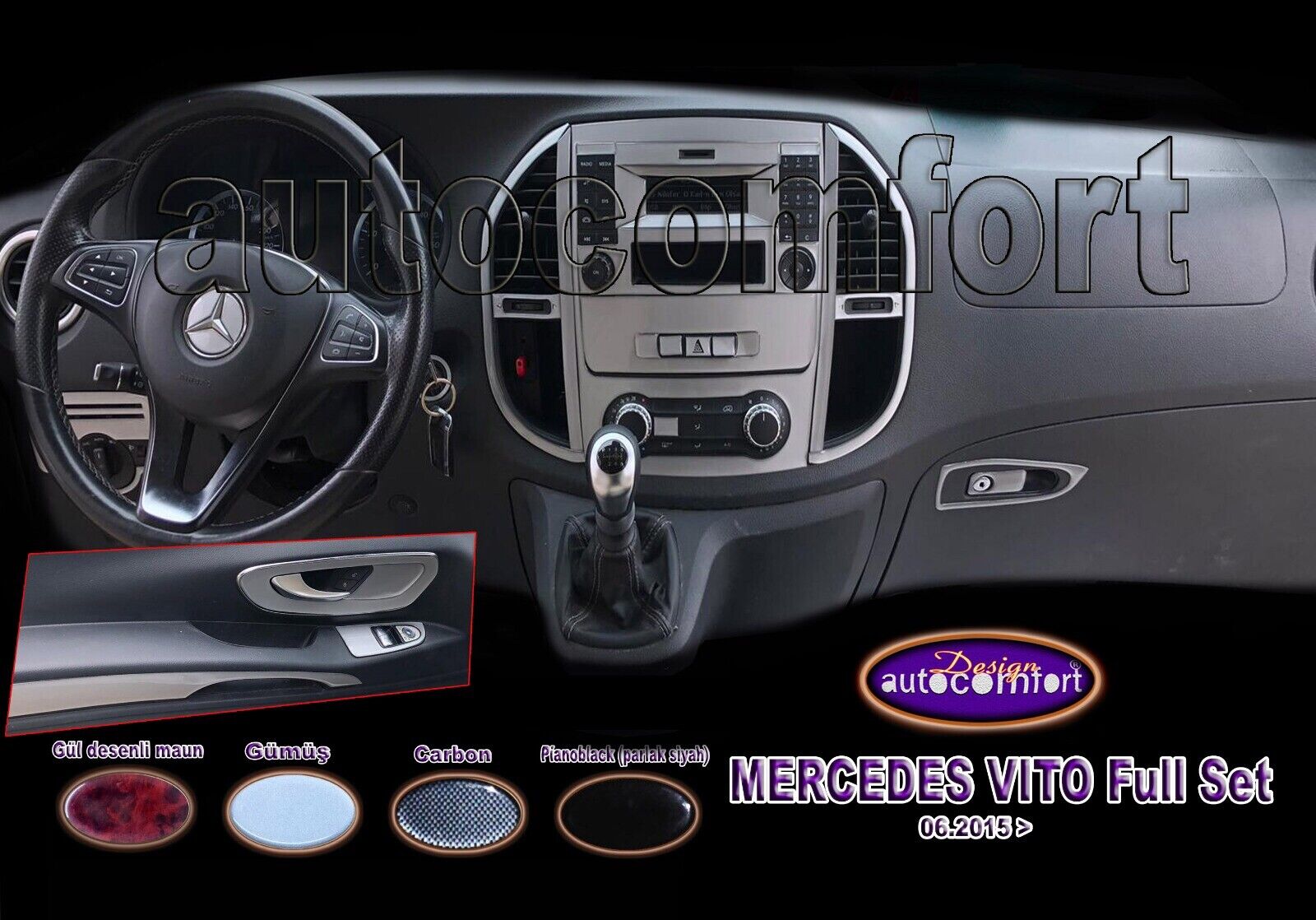 Fit For Mercedes Benz Vito Metris W447 Gray Color Full Dash Trim Set 44pcs 2014