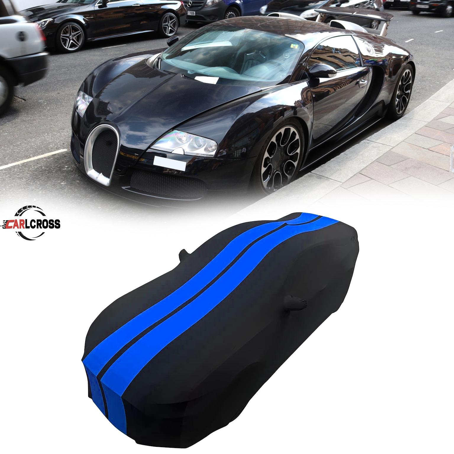 For Bugatti Veyron Indoor Car Cover Satin Stretch  Blue/Black dustproof A+