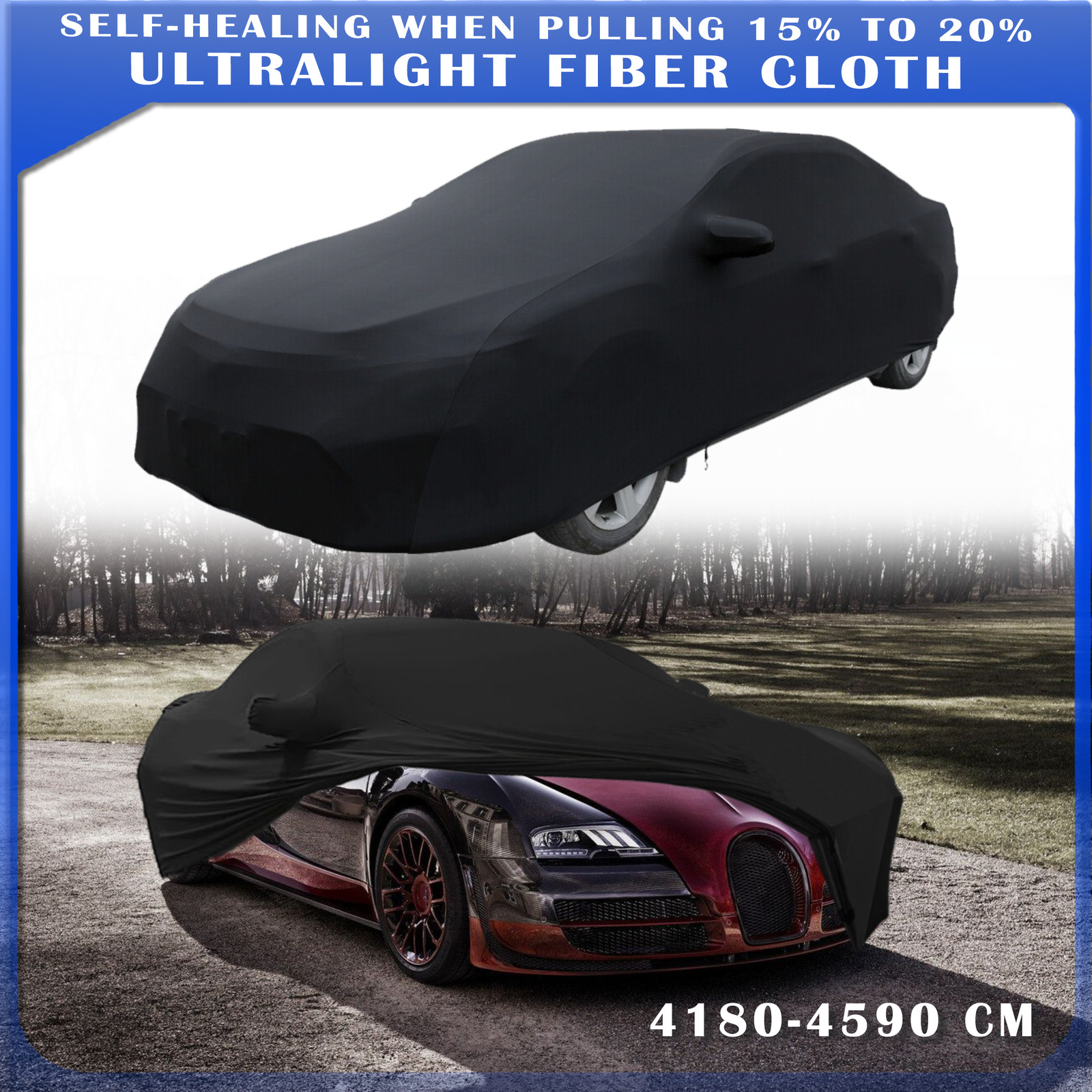 For Bugatti Veyron Black Full Car Cover Satin Stretch Indoor Dust Proof A+