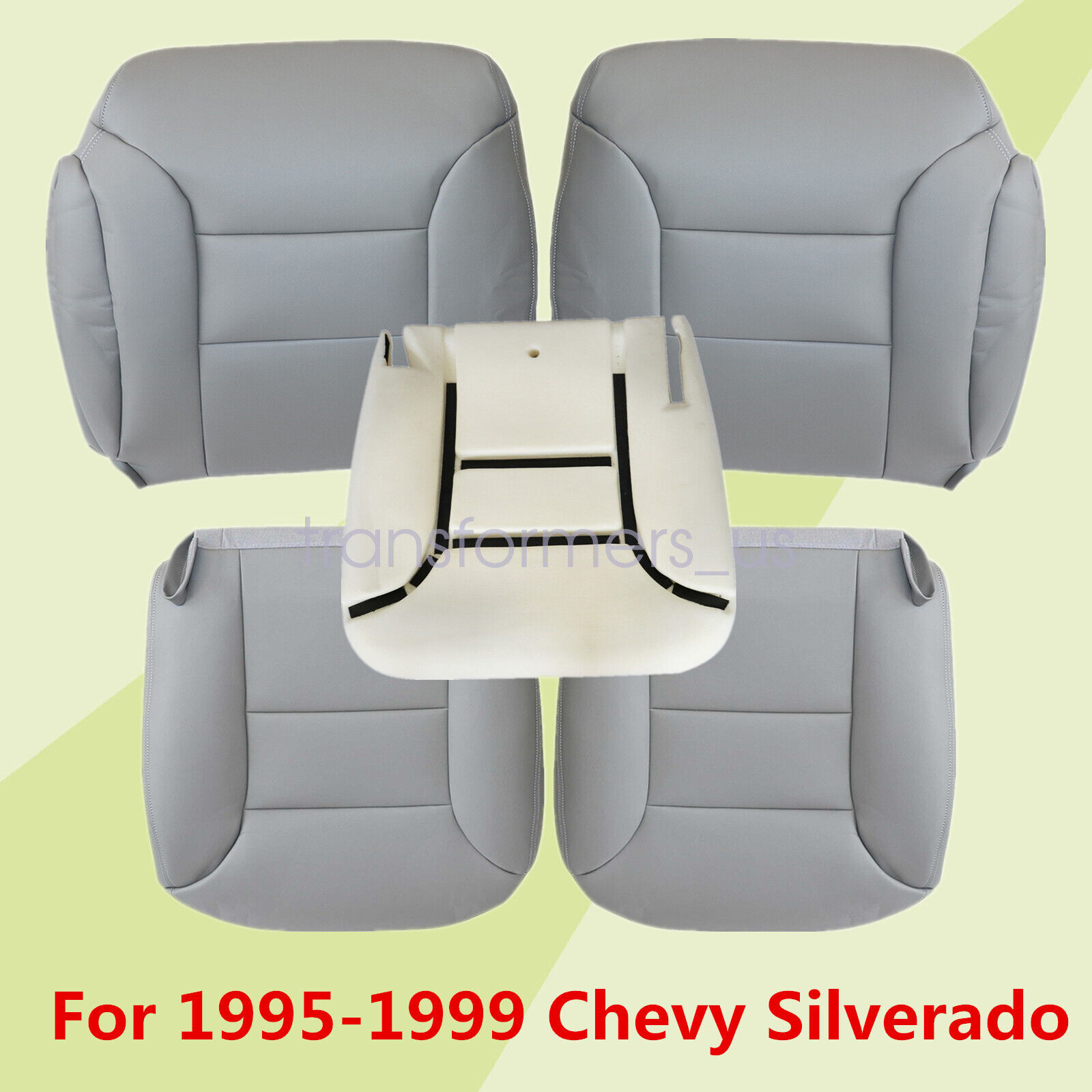 For 95-99 GMC Sierra Chevy Tahoe Front Leather Seat Cover & Driver Foam Cushion