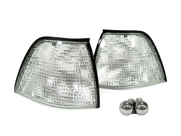2 Day Air DEPO Euro CLEAR Corner Light + Chrome Bulbs For BMW E36 3D/4D Sedan M3