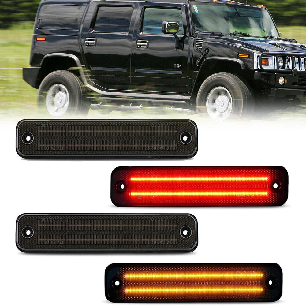 Smoked Front Rear Amber Red Bumper LED Turn Signal Lights For Hummer H2 03-09