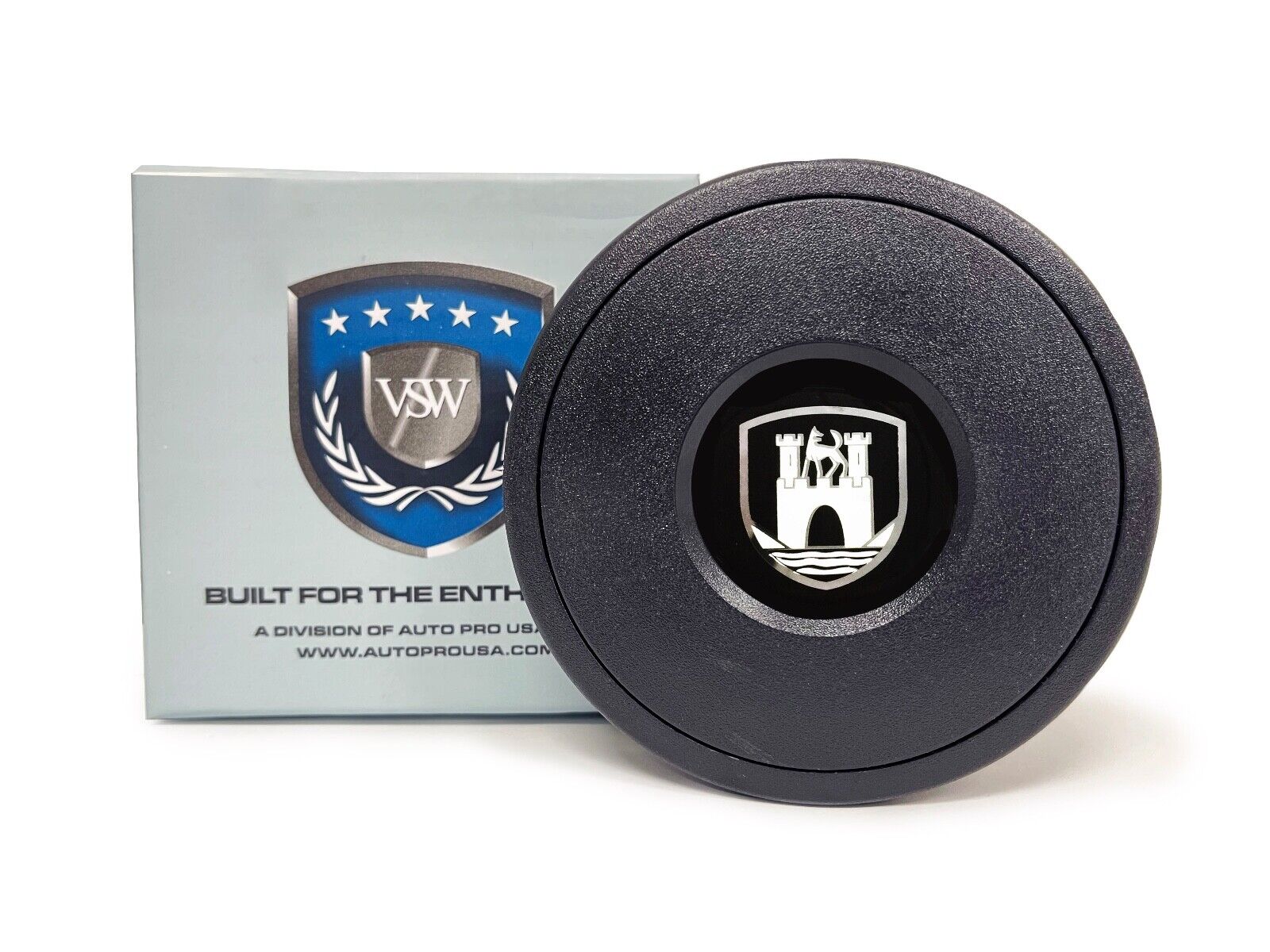 VSW 9-Bolt Standard Black Horn Button, Castle Emblem