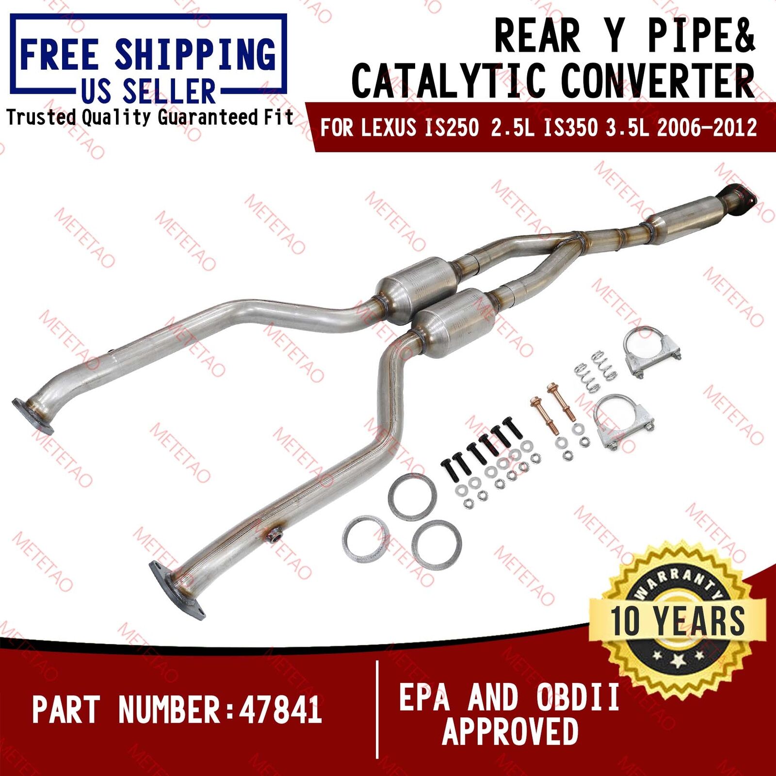 For Lexus IS250 IS350 2006-2012 Rear Y Pipe & Catalytic Converter AWD ONLY