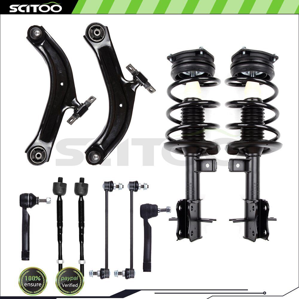 For 2007-2012 Nissan Sentra 2.0L Front Complete Struts Control Arms Tie Rods Kit