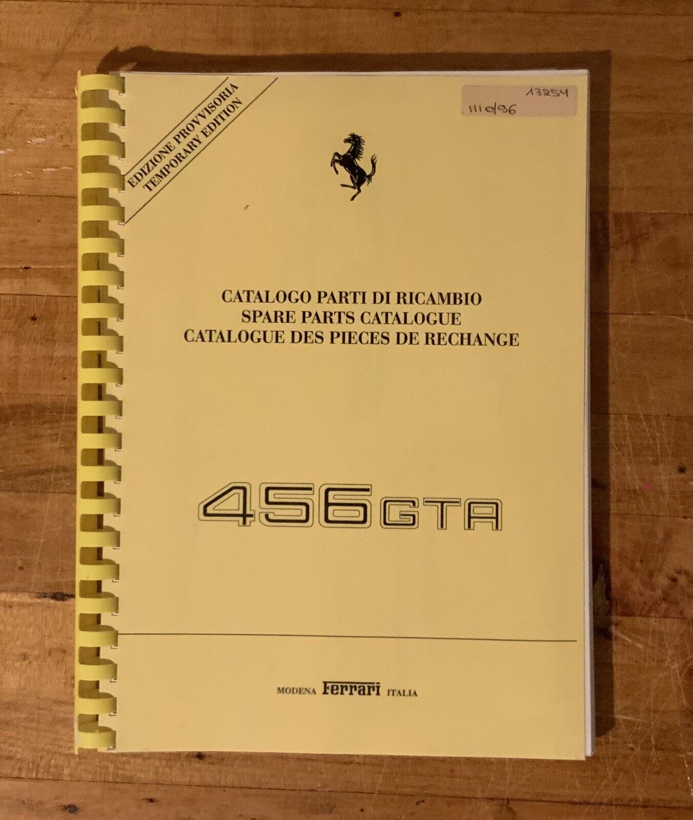 Ferrari 456 GTA | Spare Parts Catalog (1110/96) |Factory Original, Temp. Edition