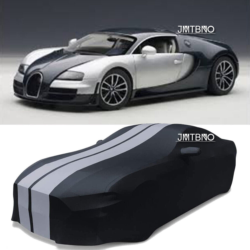 For Bugatti Veyron Full Cover Indoor Stretch Dustproof Custom Black Grey Line US