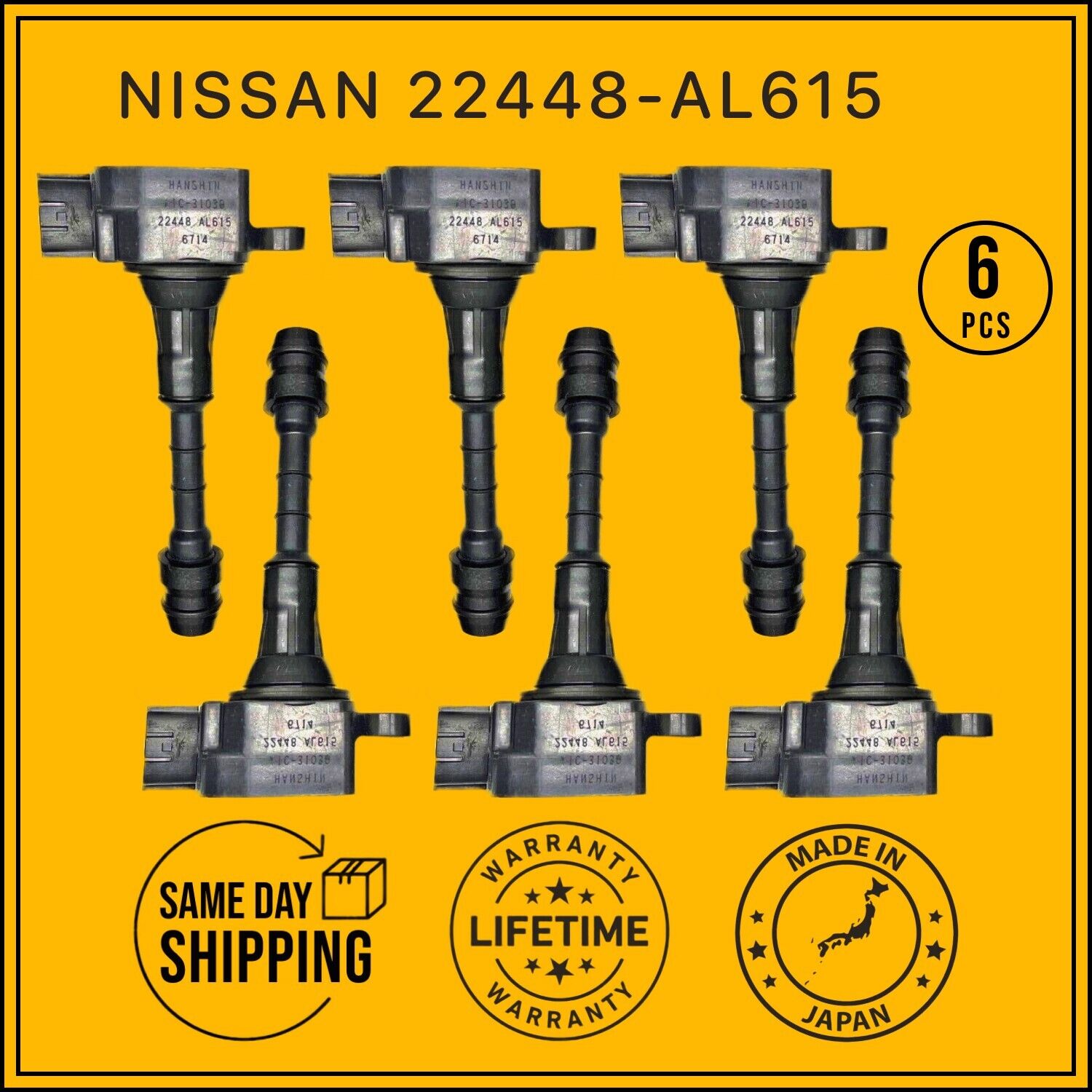 22448-AL615 GENUINE Nissan Ignition Coils For 2003-2008 Nissan 350Z FX35, 6PCS
