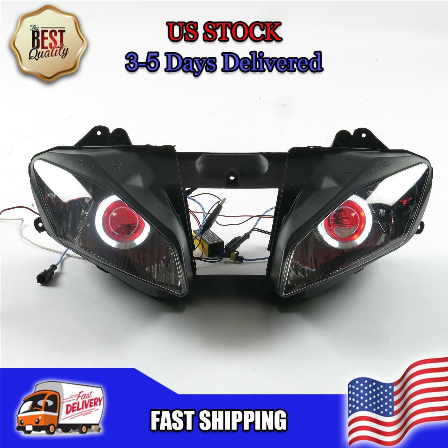 NT Front Headlight HALO Red Angel Eye Fit for Yamaha 2008-2016 YZF R6 t014