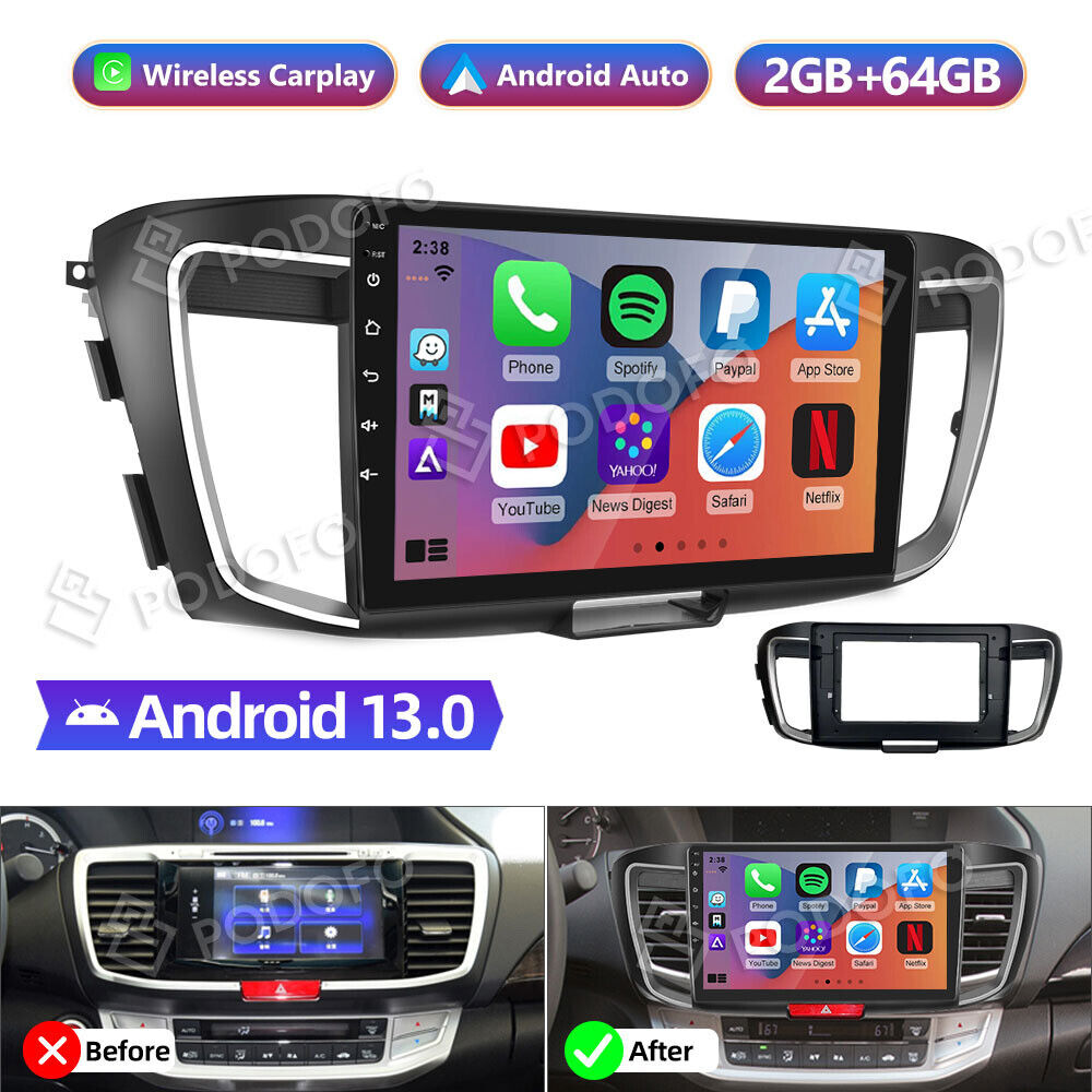 64GB Android 13 Car Stereo Carplay Radio GPS Player For Honda Accord 9 2013-2017