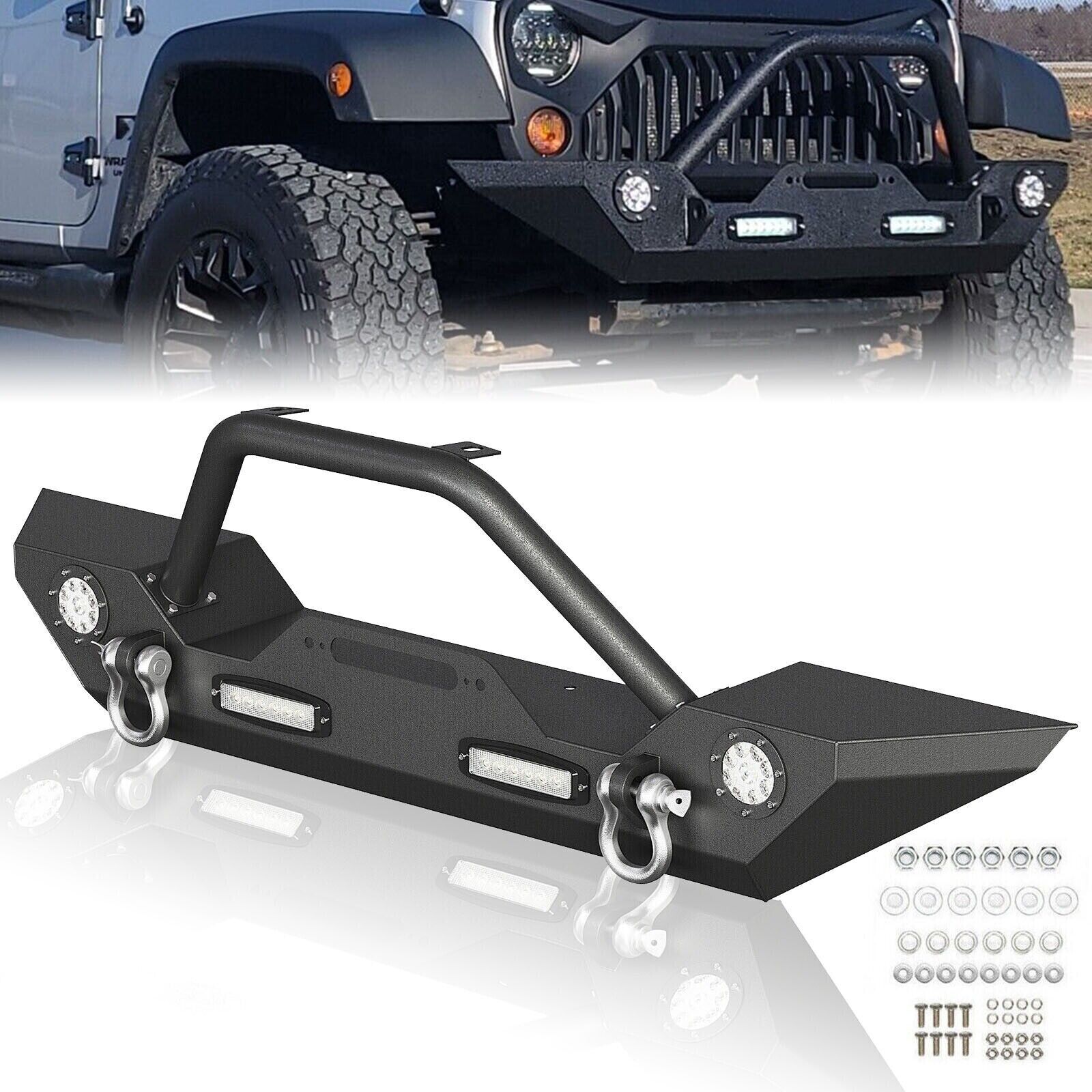 Front / Rear Bumper for 2007-2018 Jeep Wrangler JK & Unlimited w/ Led Lights🎗