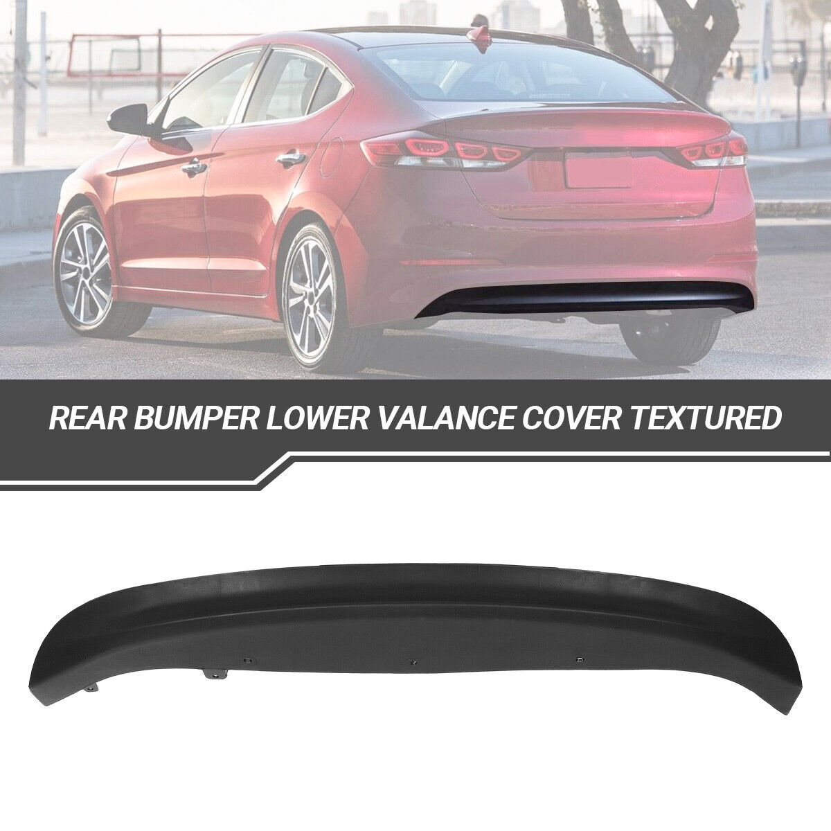 Rear Bumper Lower Valance Cover Plastic Textured For 2017-2018 Hyundai Elantra