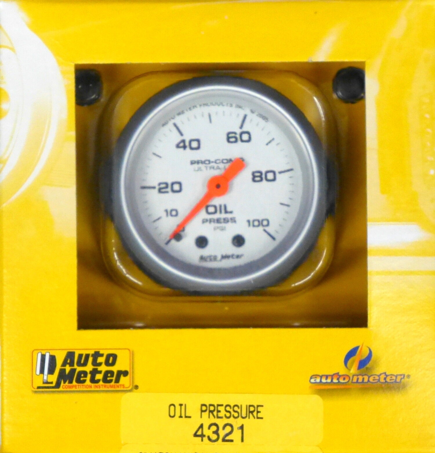 Auto Meter 4321 Ultra Lite Oil Pressure Gauge 0 - 100 PSI Mechanical 2 1/16