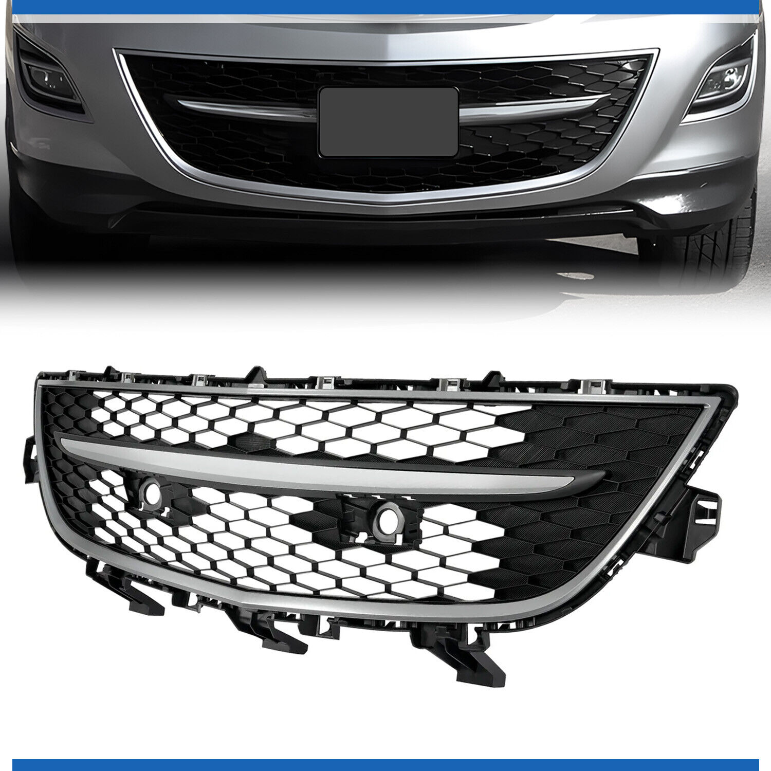 Front Bumper Grille with Chrome Surround Center Molding For Mazda CX-9 2010-2012