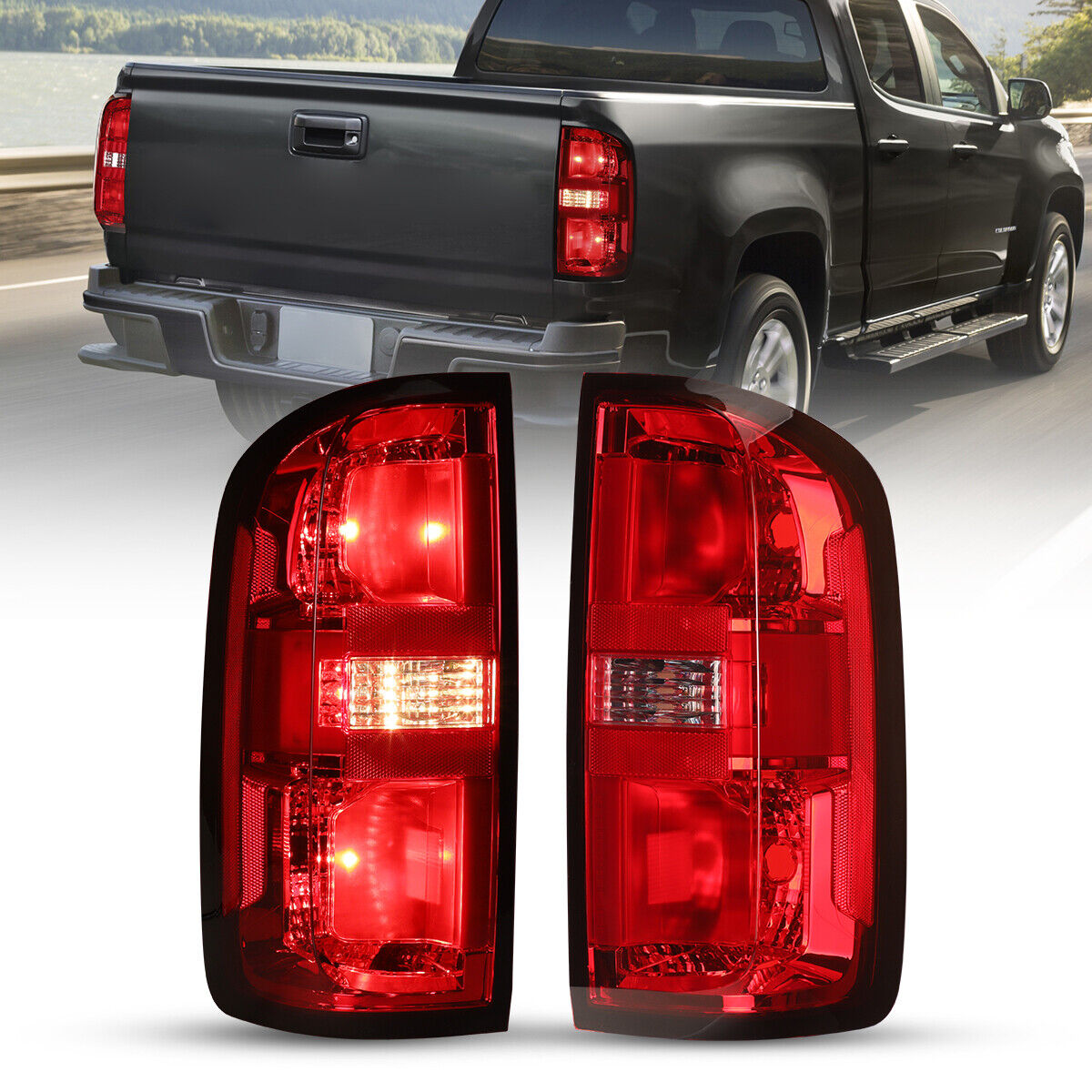 Tail Lights For 2015-22 Chevy Colorado LT/WT Red Halogen Brake Turn Signal Lamps