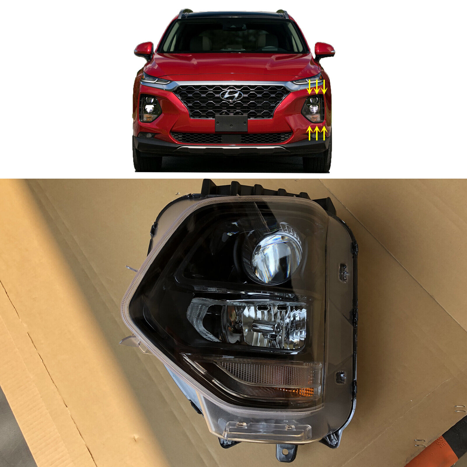 Headlight Assembly Driver Side for 2019 2020 Hyundai Santa Fe Halogen Projector