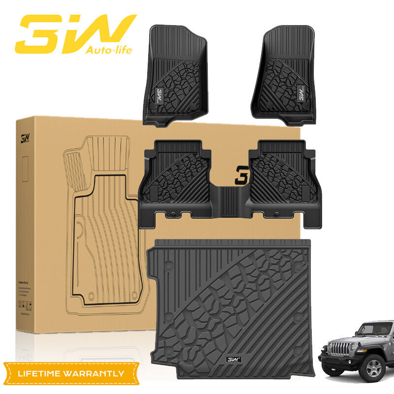 3W Floor Mats & Cargo liner for Jeep Wrangler JL 2018-24 Jeep Wrangler With Sub