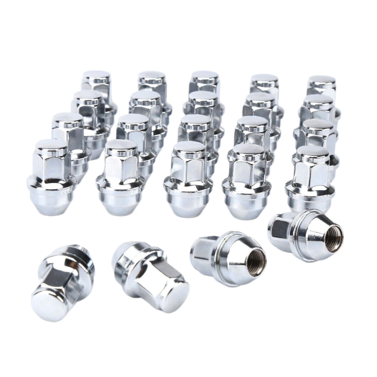 FIT FORD F-150 2015-2022 24PC OEM REPLACEMNT SOLID LUG NUTS 14X1.5 THREAD CHROME