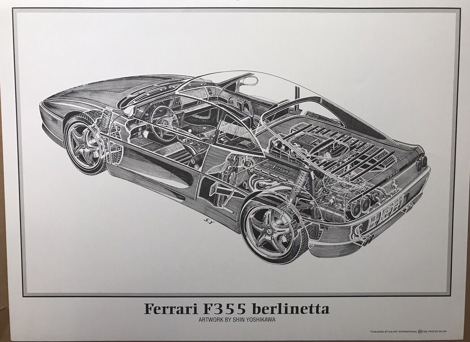 Ferrari F355 Berlinetta Cutaway - S.Yoshikawa Rare Stunning Car Poster Own It