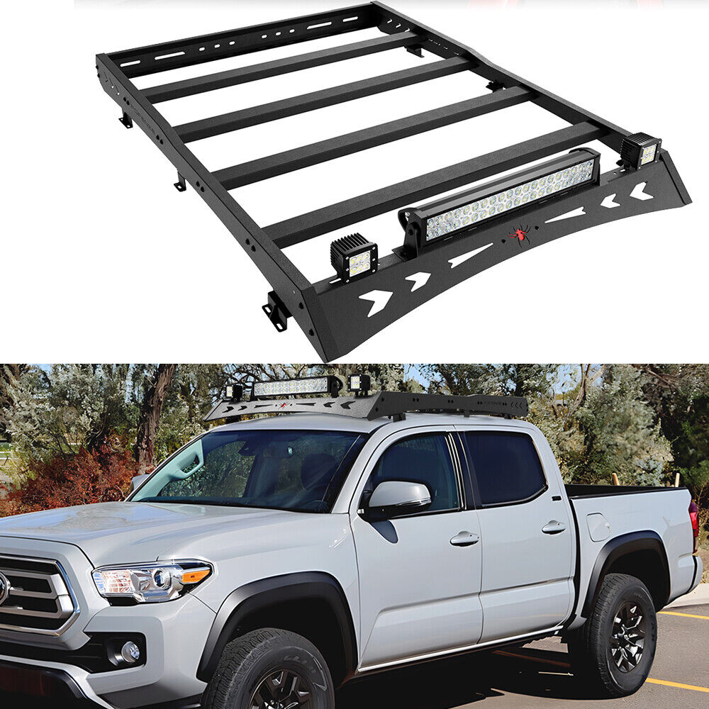 Black Roof Rack Cargo Luggage Carrier For Toyota Tacoma 2005-2023 Double Cab