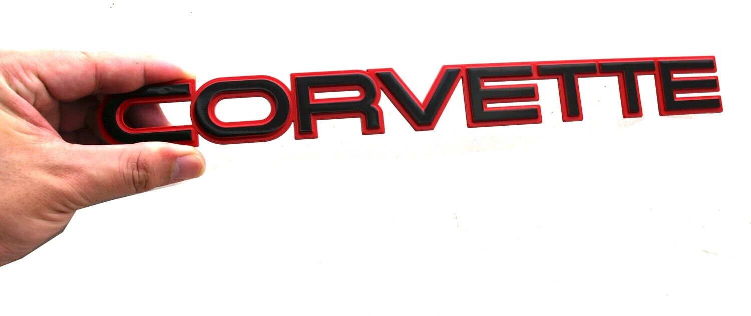 1Pc Rear Bumper Emblem 3D Badge Letters for 84-89 Corvette 14064531 Black/Red