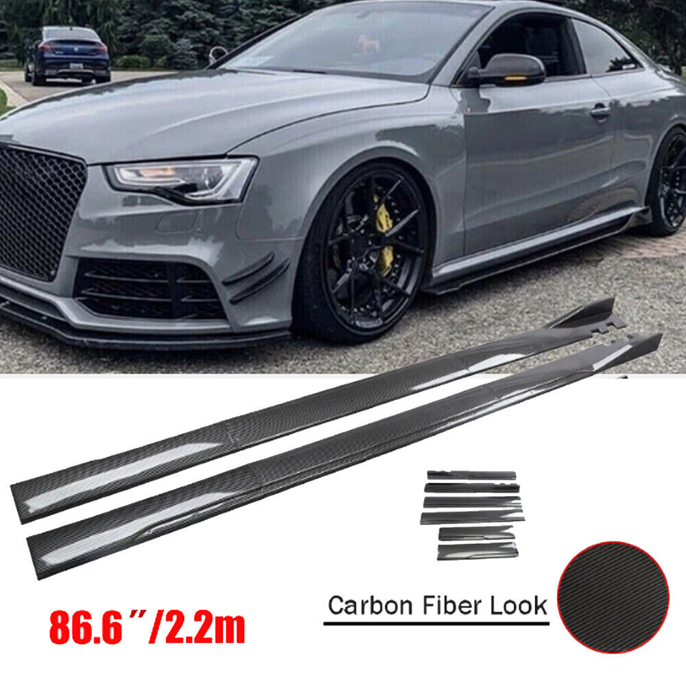 For Audi A3 S3 A4 S4 A5 S5 Carbon Fiber Style Side Skirts Splitter Extension Lip