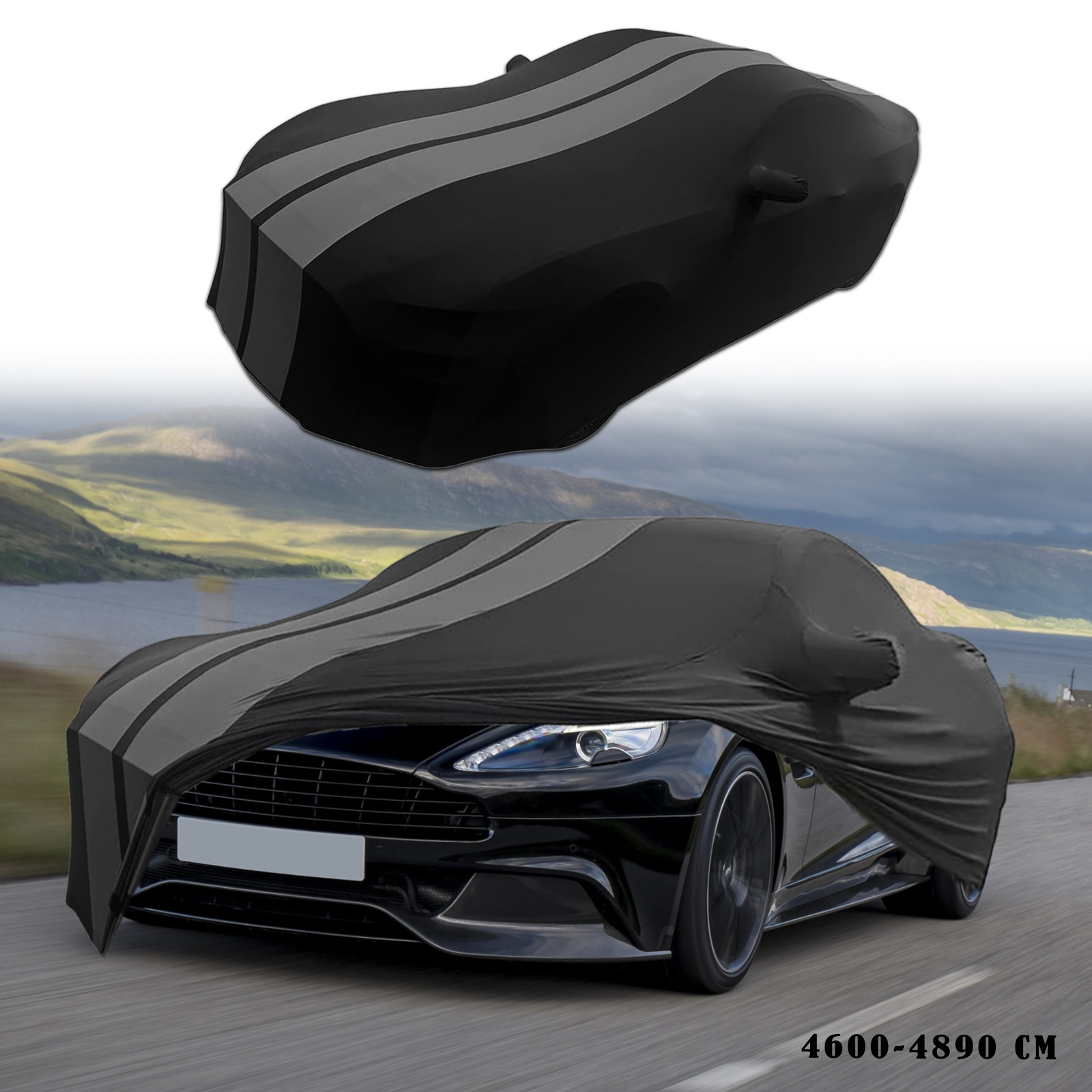 For Aston Martin Lagonda Indoor Grey Line Dustproof Stain Stretch Full Car Cover