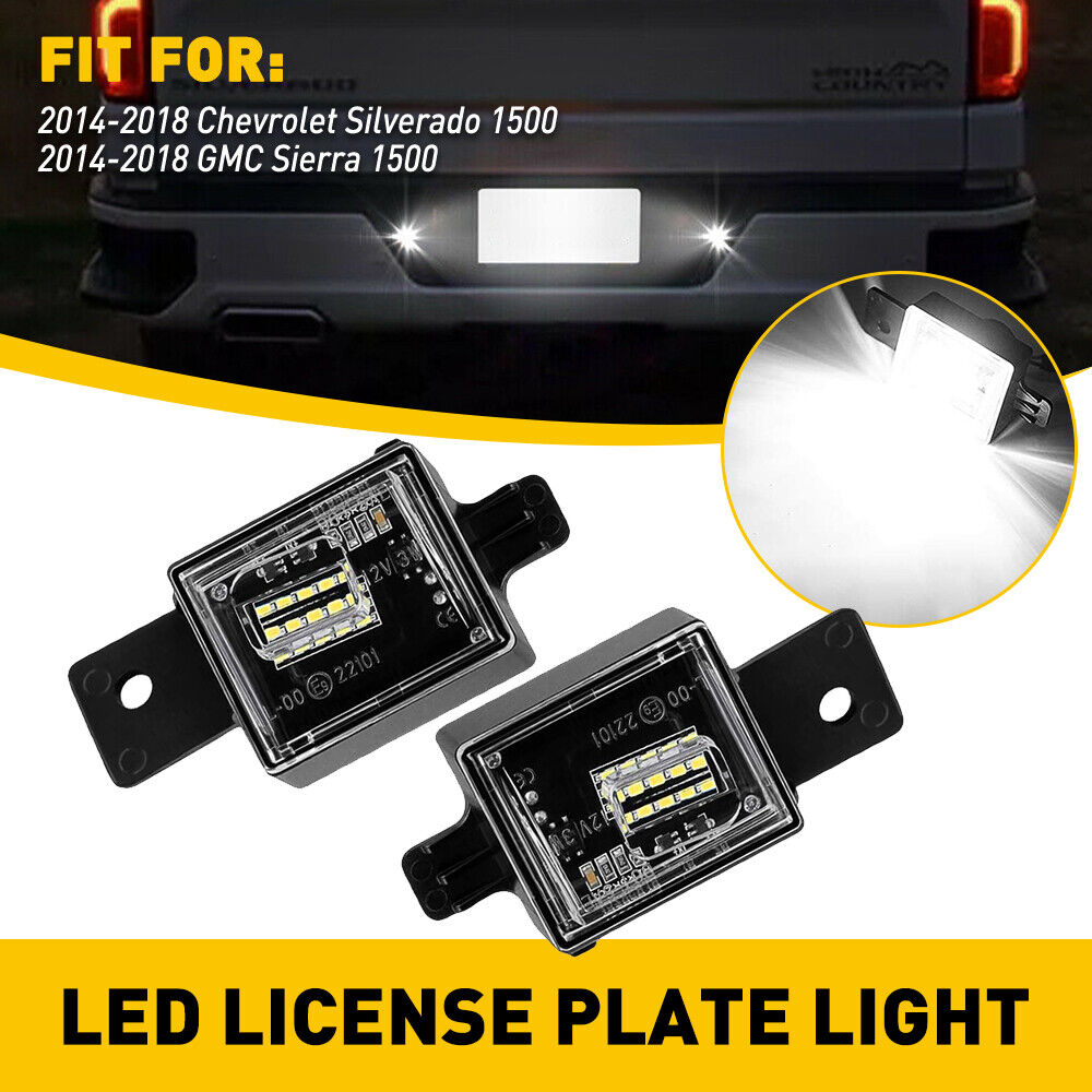 2pcs AUXITO For 2014-18 Chevy Silverado GMC Sierra LED License Plate Tag Light