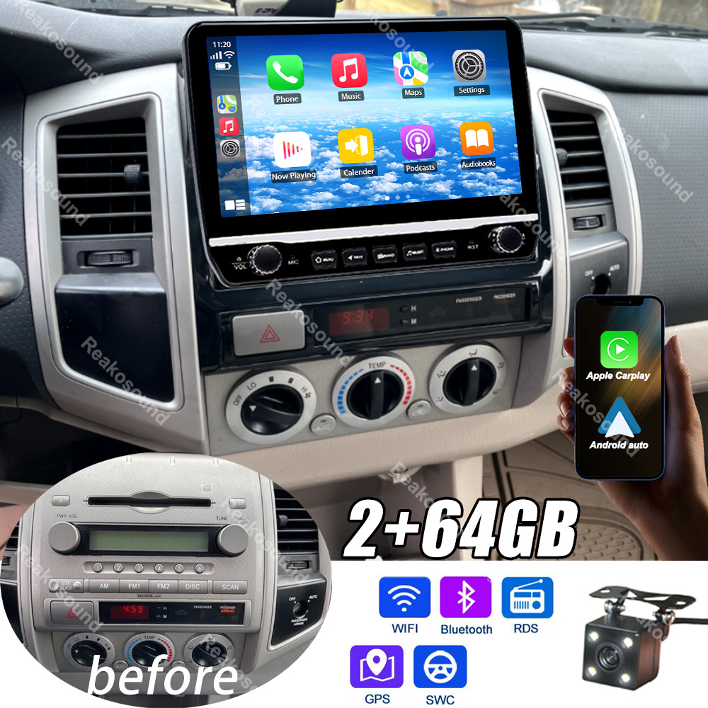 For Toyota Tacoma 2005-2013 10.1''Android 13 64GB Carplay Car Radio Stereo BT FM